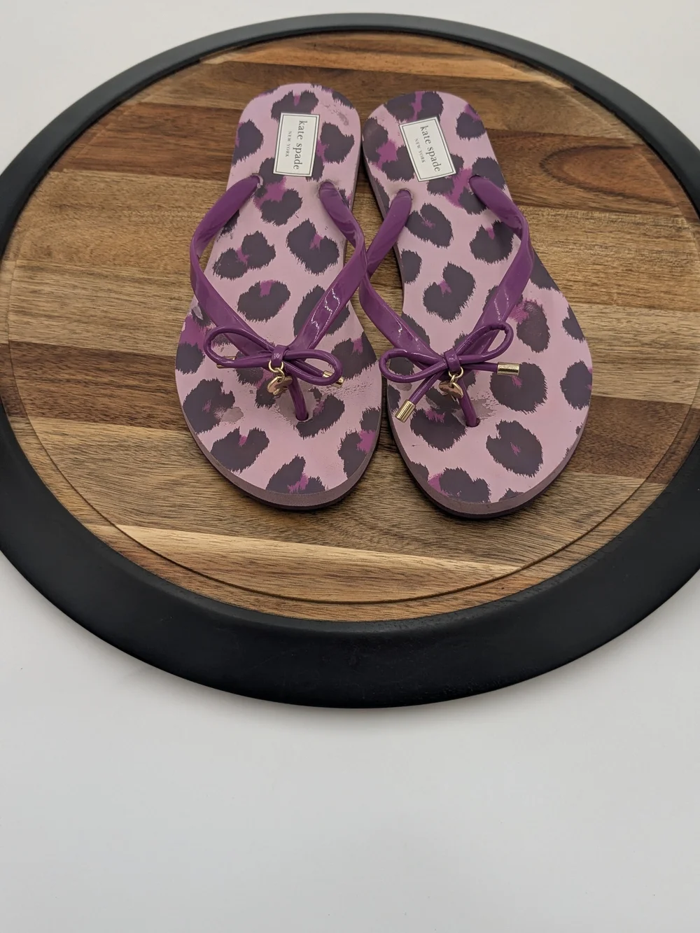Kate Spade New York Pink Purple Leopard Bow Flip Flop Sandals Women's